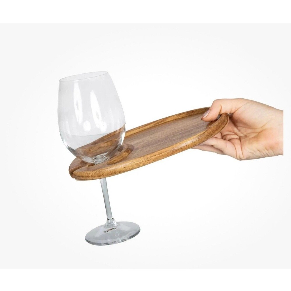 4 NWT TOSCANA -Wine Appetizer Plates, Cocktail Plate Glass Holder, Cheese Board